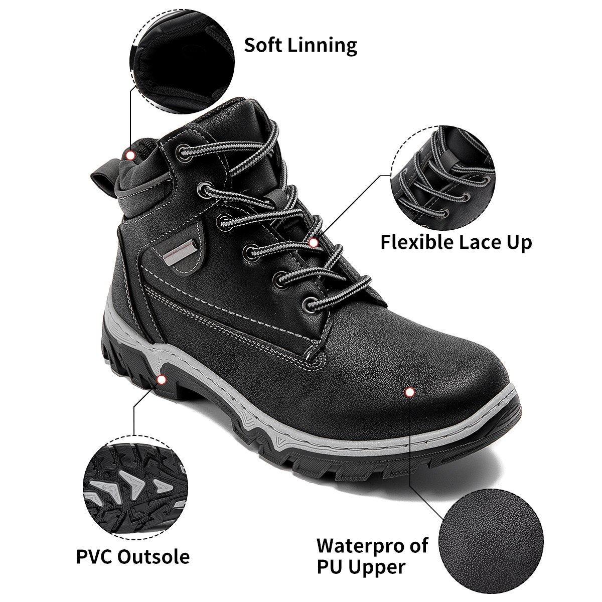 Brand New Women Ankle Boots Leather Snow Booties Rubber Shoes Lace up Boots Women's Winter Boots with high quality