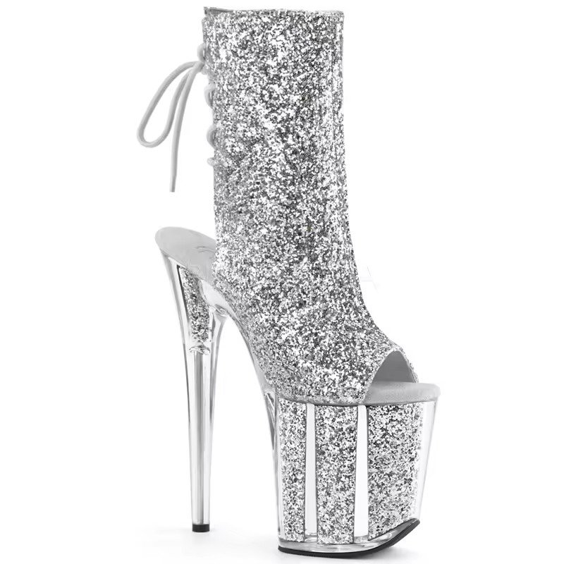 8 inch-20cm Golden Queen's thin heel fish mouth shiny high heels women's Sexy Pole Dance high heels fashion boots