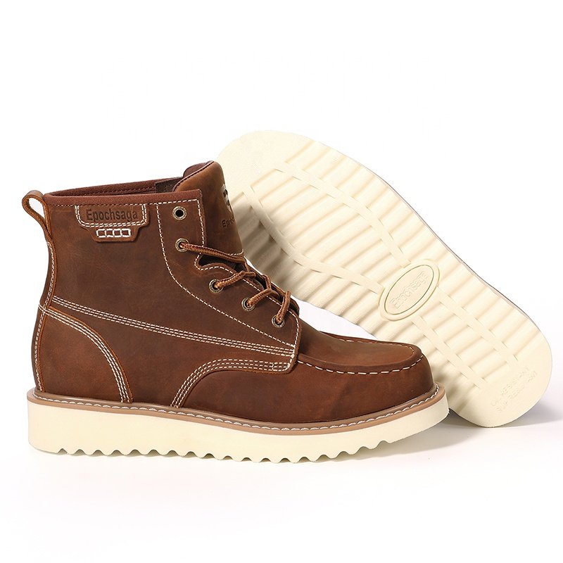 Hot selling genuine leather waterproof work boots with Low temperature hot melting