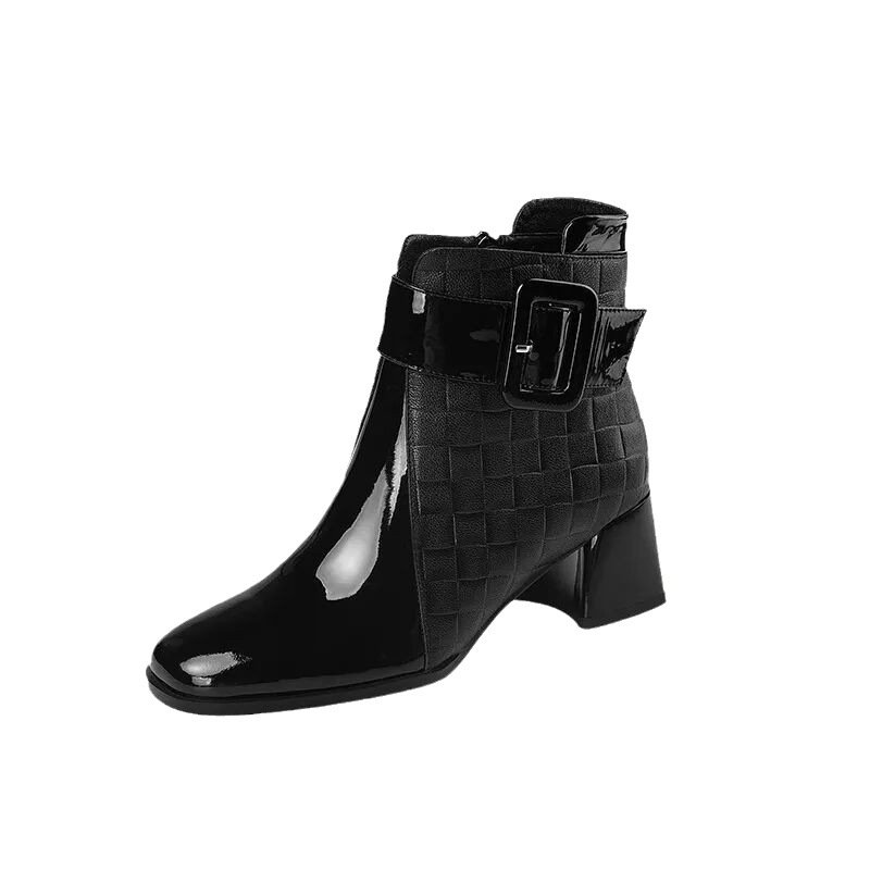 Fashion Nice stitching square head heels winter boots shoes for women