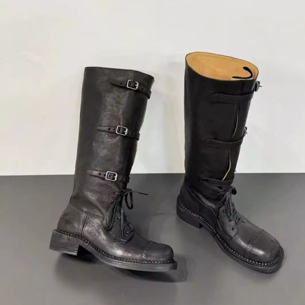 Knee High Boots Women Chunky Heel Square Toe Tall Boots for Women High Heel Side Zipper Long Boots