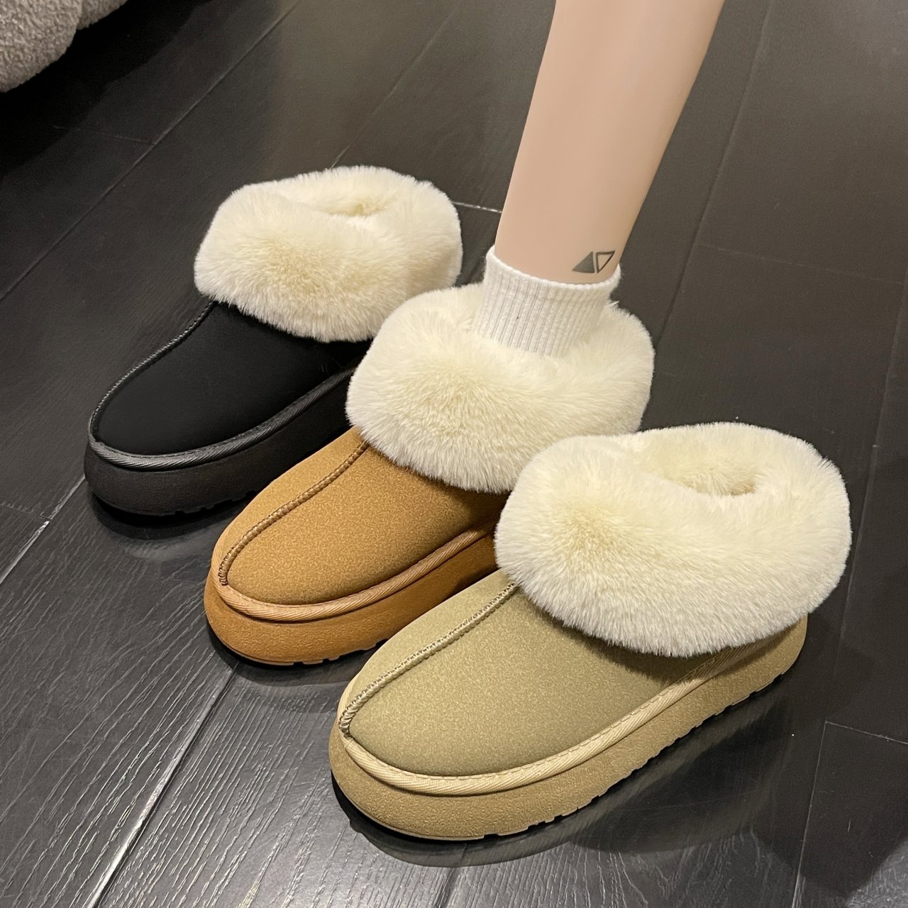 New high heels quality wholesale women snow cheville et bootie winter slip-on warm fur boots lady low price manufacturer 7cm