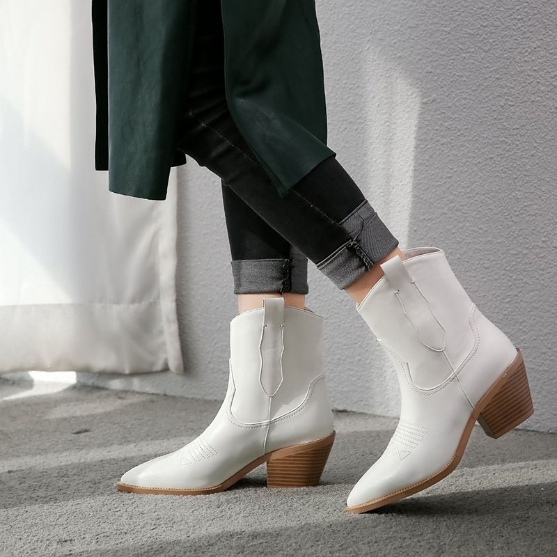 New arrivals vintage black leather custom women modern western leather cow boy boots for women