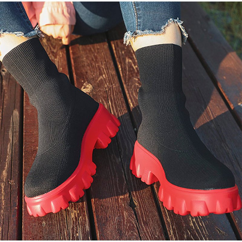 Luxury Winter New Couple Socks Women Thick soled Casual Large Size Fashion Stretch Fabric Short Women Boots