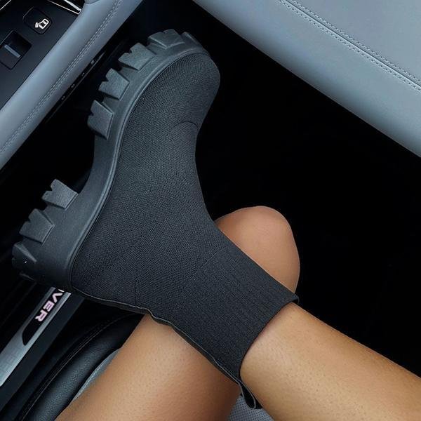 Luxury Winter New Couple Socks Women Thick soled Casual Large Size Fashion Stretch Fabric Short Women Boots