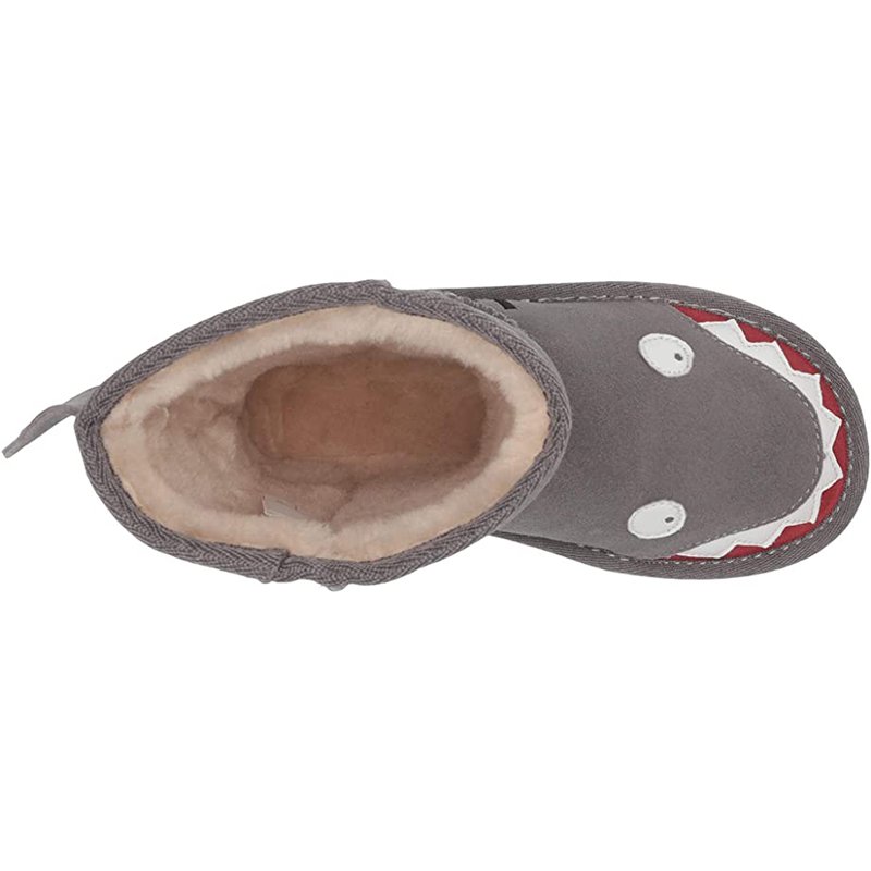 Shark Embroidery Design Boys High Boots Winter Snow Boots Top Grade Warm Color Cartoon Women Children Fur Micro Fabric 10 Pairs