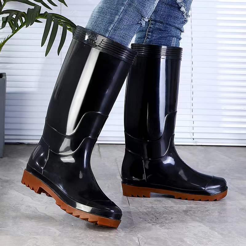 Warm Plus Velvet Thick Men's High-top Long Rain Boots Short Rain Boots Men's Rain Boots Lined