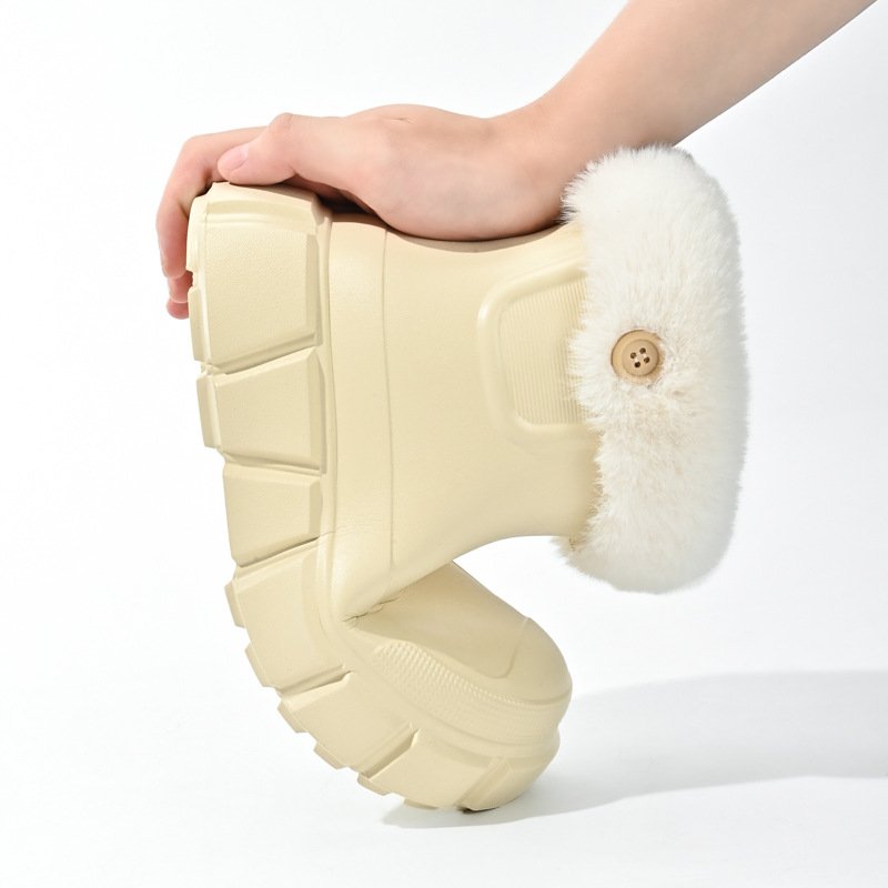 New Best-selling Custom Cotton Plush Lining Short Boots Chelsea EVA Waterproof Ankle High Rain Boots for women girls Snow Boot