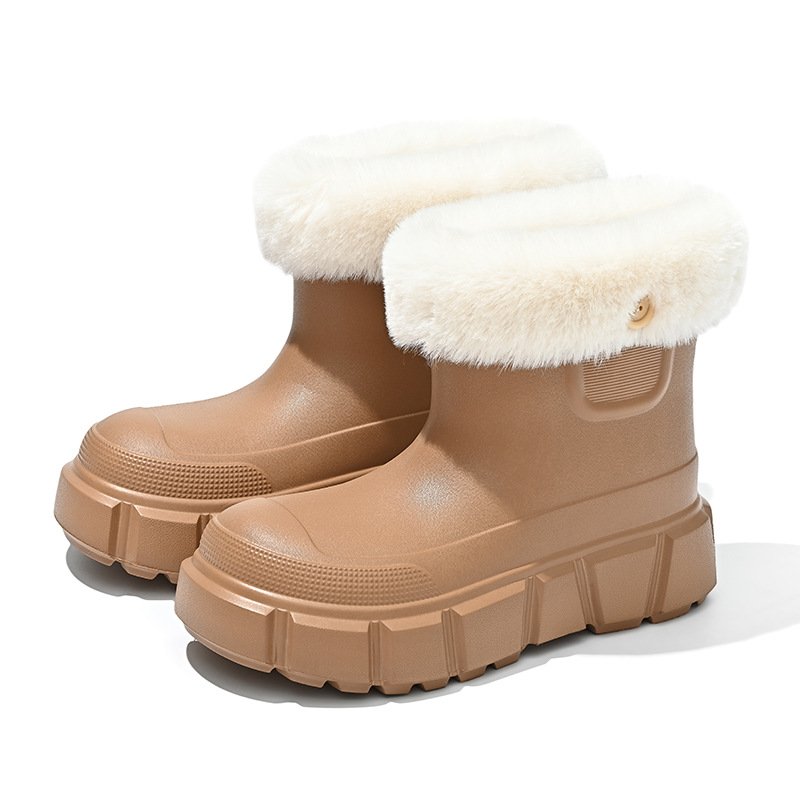 New Best-selling Custom Cotton Plush Lining Short Boots Chelsea EVA Waterproof Ankle High Rain Boots for women girls Snow Boot