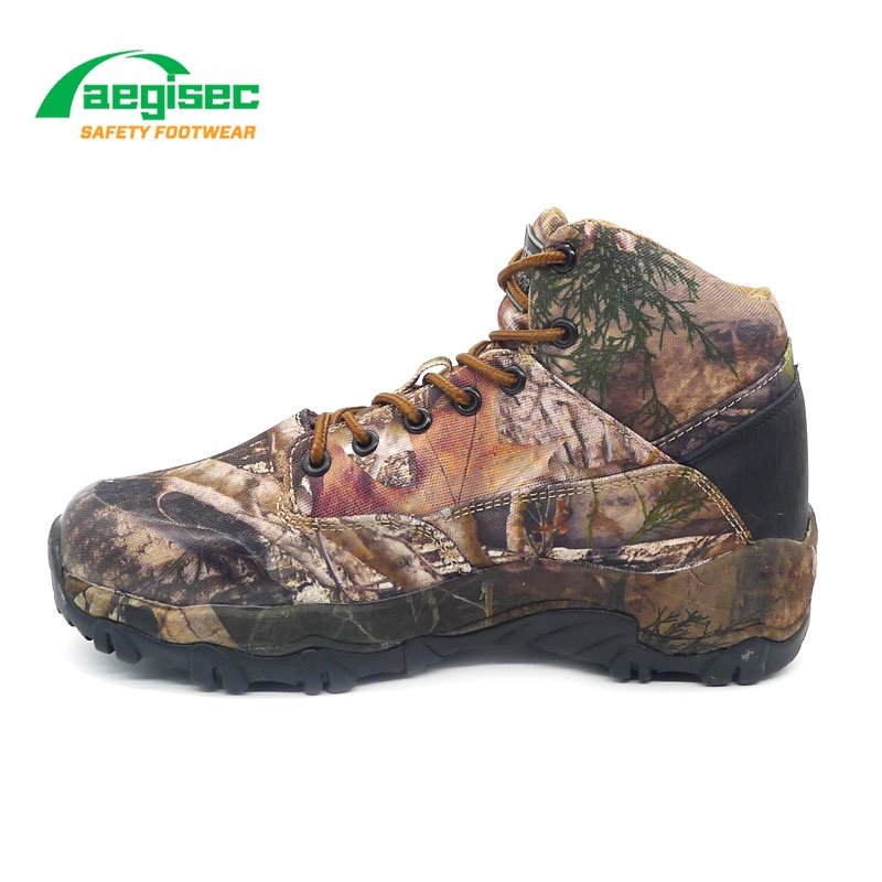 AEGISEC camouflage printed fabrics safety sports shoes light weight slip oil resistant rubber sole lace up waterproof work boots