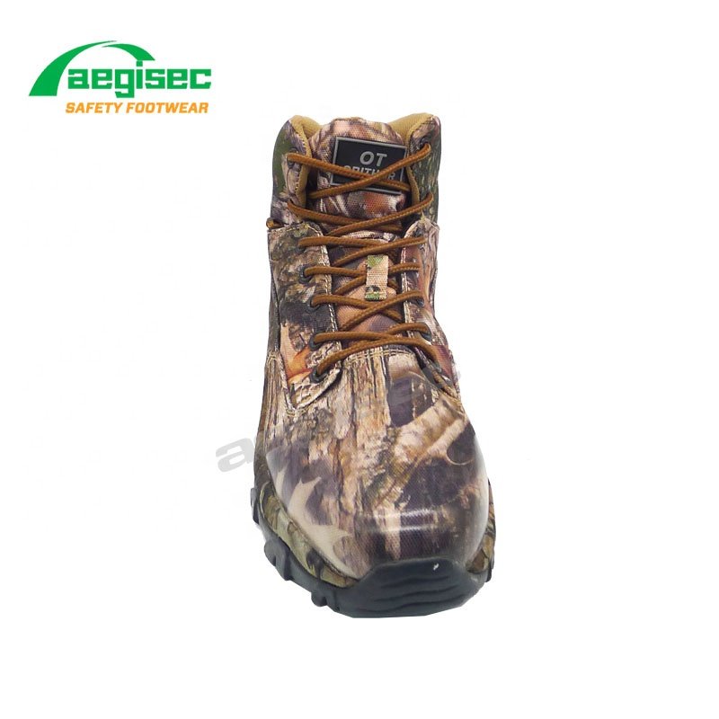 AEGISEC camouflage printed fabrics safety sports shoes light weight slip oil resistant rubber sole lace up waterproof work boots