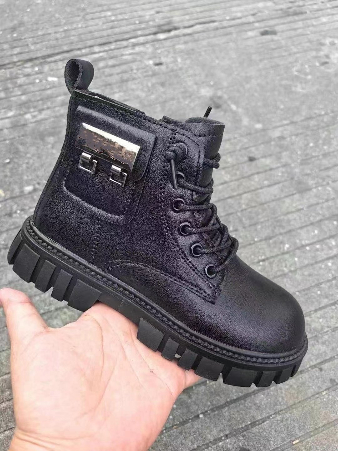 Mixed brand boys and girls boots winter new cashmere leather boots wholesale