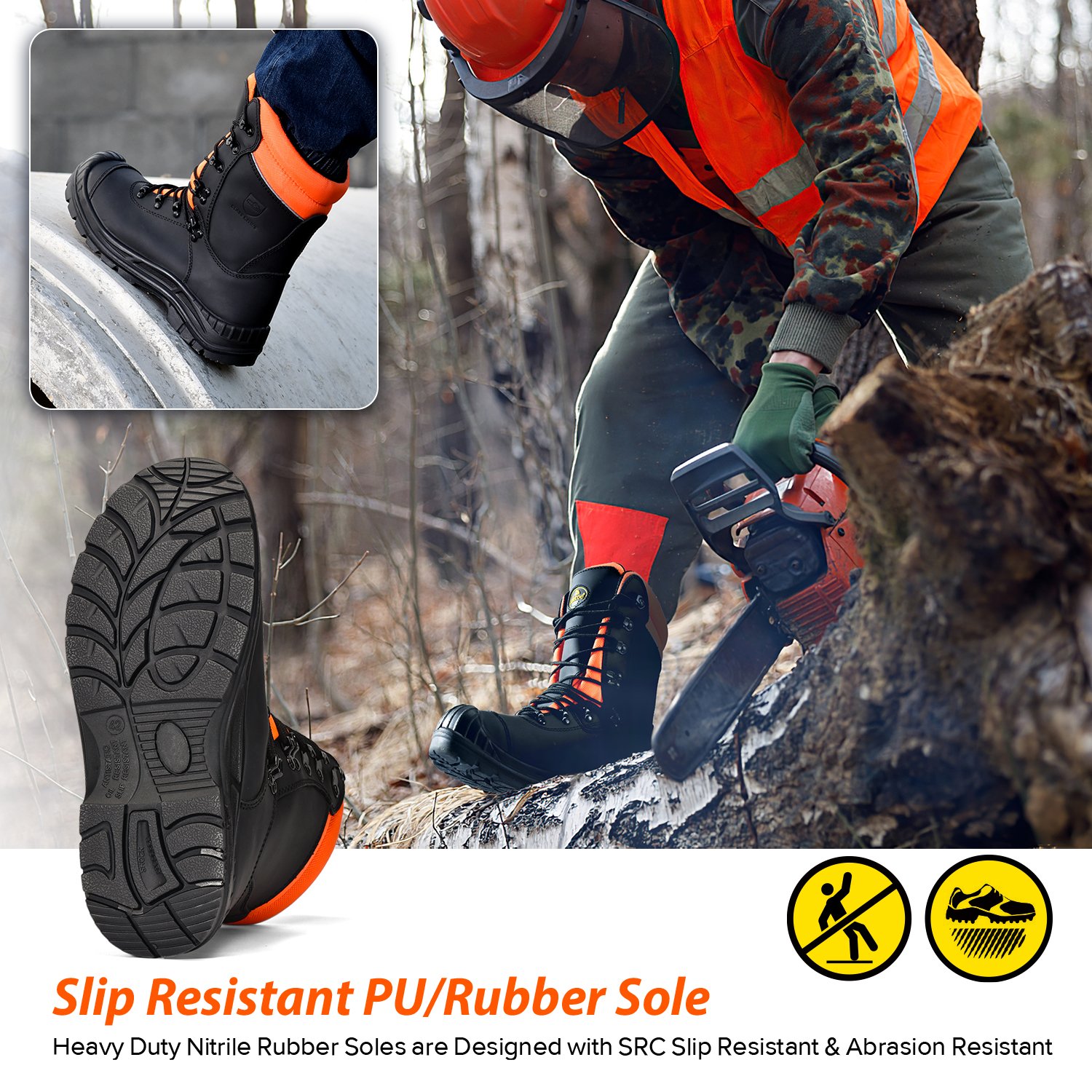 Heavy Duty Nitrile Rubber Mens Longer Class 1 Lightweight Chainsaw Cut Resistant Safety Boots For Men