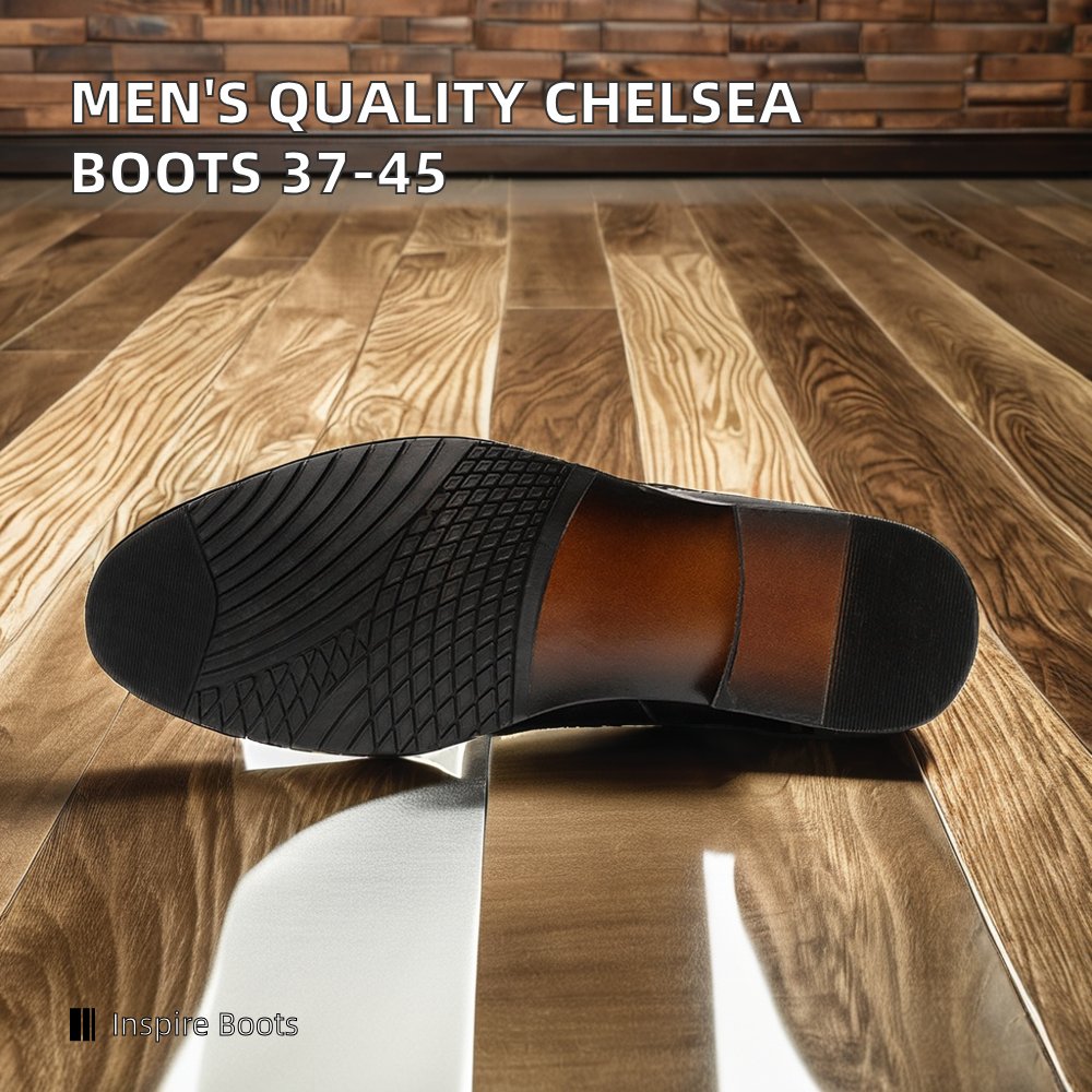 Classic Design Men's Genuine Leather Chelsea Boots Zip Closure Ankle Height Chukka Boot for Work Winter Summer Use Sizes 37-45