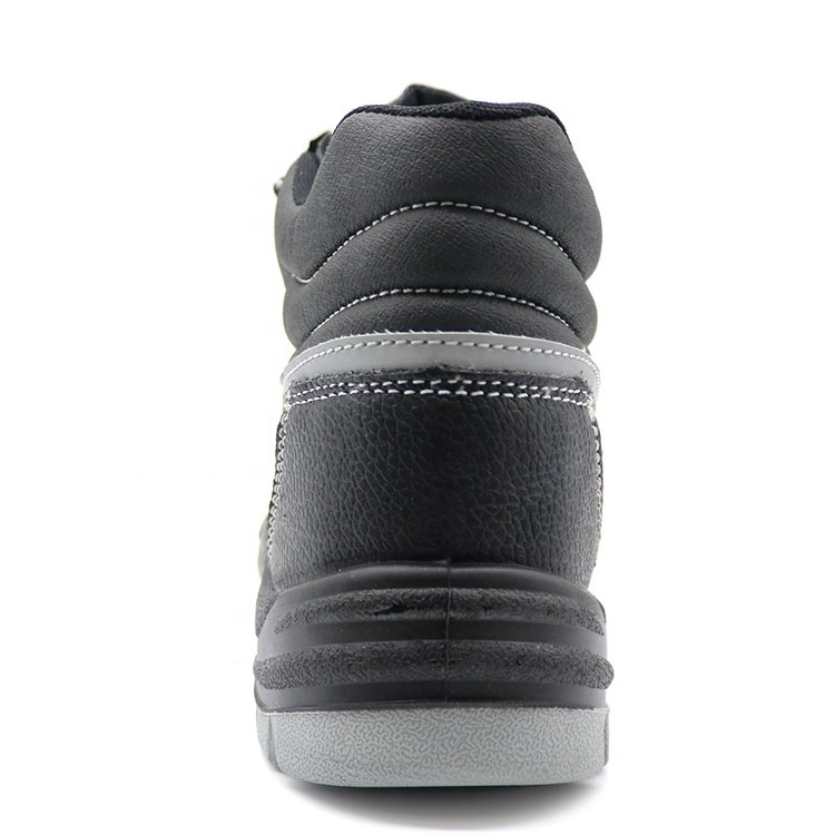 Non-slip oil resistance pu sole black cow leather water resistant anti puncture steel toe safety shoes boots S3 CE