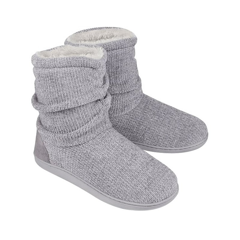 Custom Women's Chenille Knit Bootie Slippers Non-Slip Indoor Sole Cute Plush Fleece Memory Foam Comfy Bedroom Ankle Boot