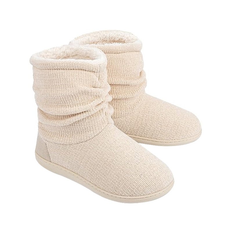 Custom Women's Chenille Knit Bootie Slippers Non-Slip Indoor Sole Cute Plush Fleece Memory Foam Comfy Bedroom Ankle Boot