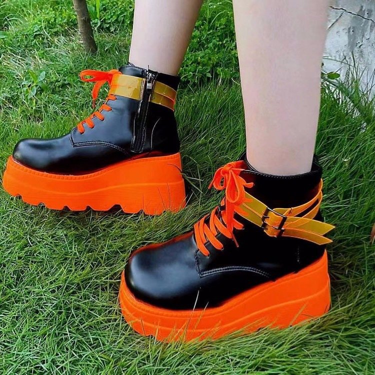 Fashion Fall winter Designer New Pu Leather shoes Zipper ladies platform Ankle Boots Chunky Heels Women Shoes boots