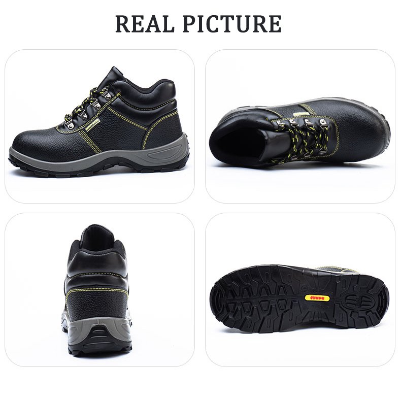 Industrial protective steel toe caterpillar leather mens black safety work shoes waterproof non slip boot footwear for men