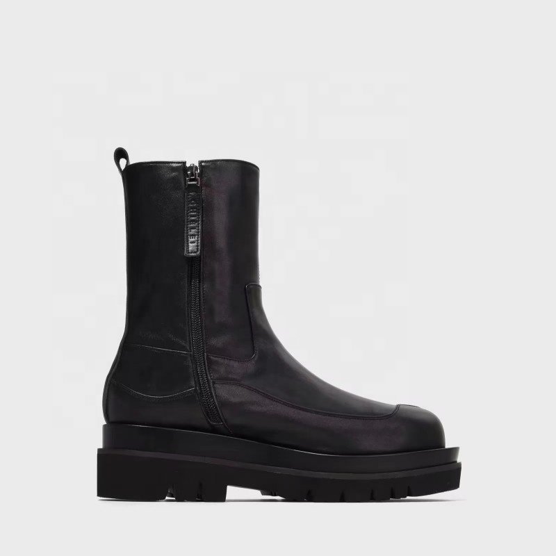 Unique Design Autumn Winter ;Ladies Shoes Round Toe Mixed Colors Side Zipper Thick Sole Women Ankle Boots