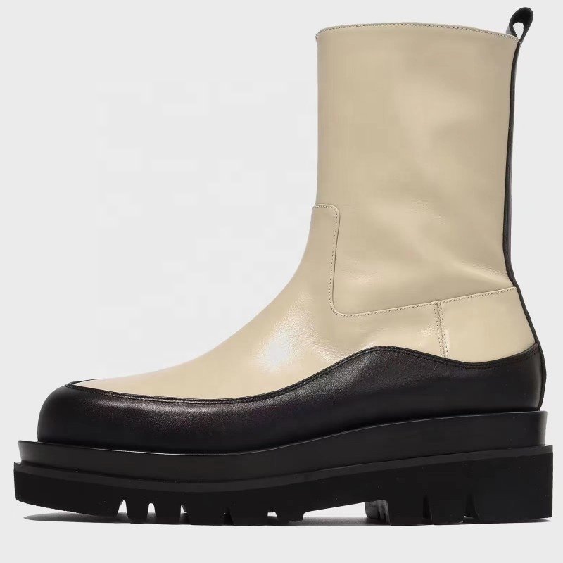 Unique Design Autumn Winter ;Ladies Shoes Round Toe Mixed Colors Side Zipper Thick Sole Women Ankle Boots