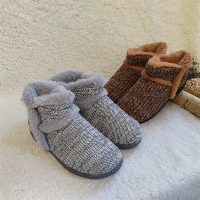 Autumn and winter thick soles and fleece lovers warm indoor non-slip cotton boots