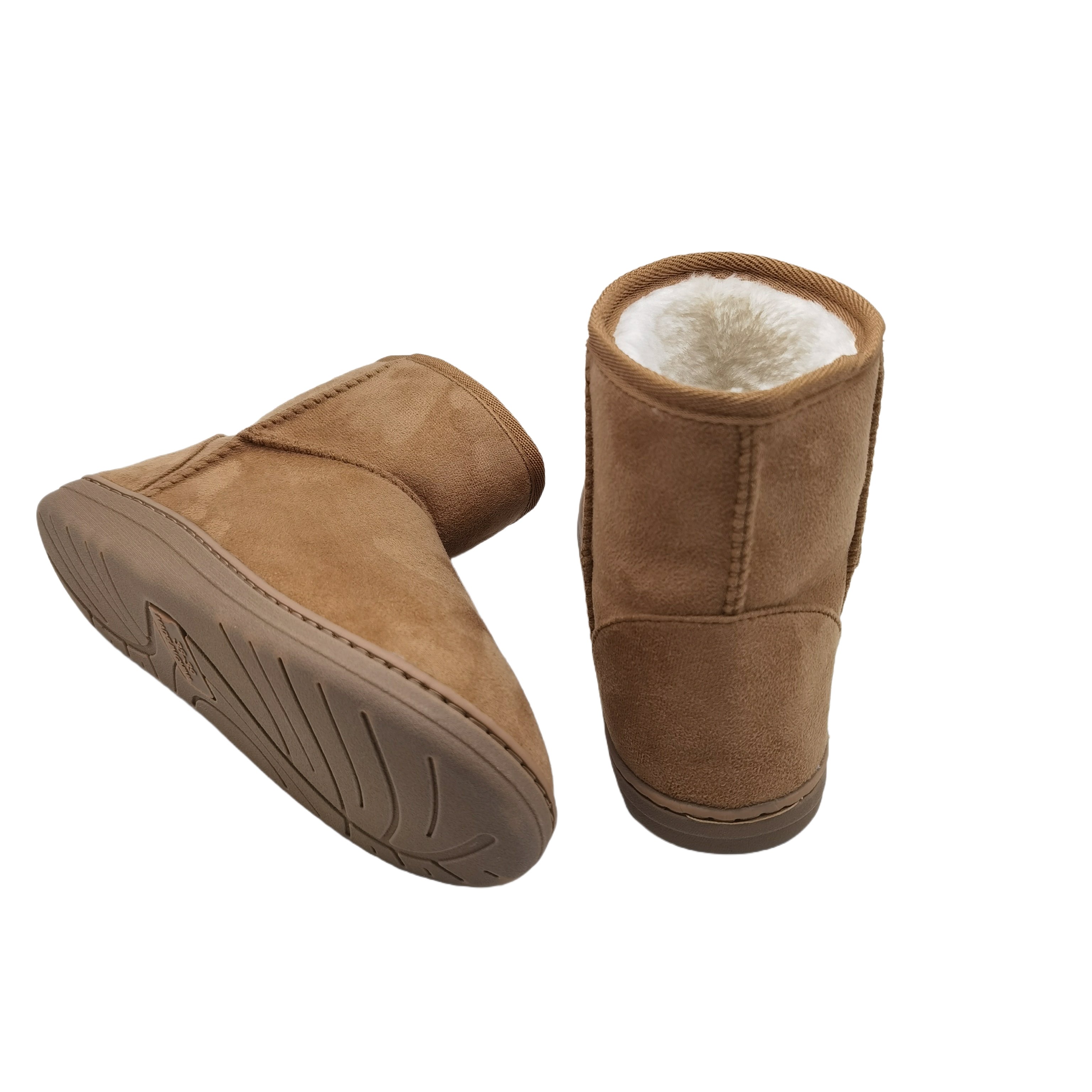 OEM customized Logo indoor boots TPR rubber outsole winter home flat slipper boots faux fur plush house boots for women