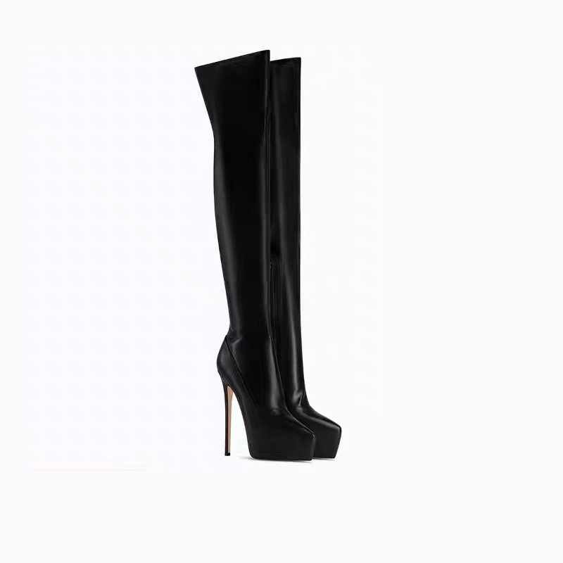 winter 2022 women fashion platform heels high heel boots thigh high boots plus size pointed toe heels