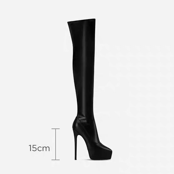 winter 2022 women fashion platform heels high heel boots thigh high boots plus size pointed toe heels
