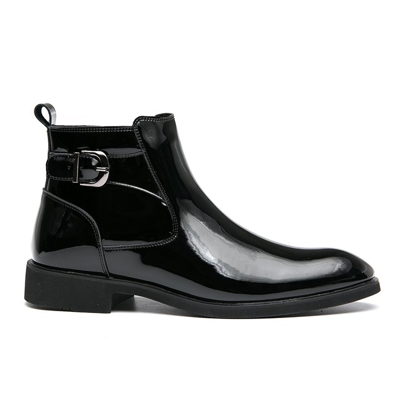Latest Design Fashion High Ankle Boots Hard Wearing Comfortable Men Patent Leather Boots