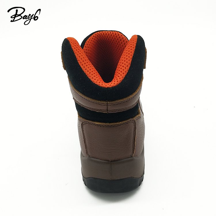 Brown Top Grain Leather Functional For Industrial Safety Shoes Boots PU Injection