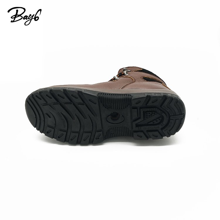 Brown Top Grain Leather Functional For Industrial Safety Shoes Boots PU Injection
