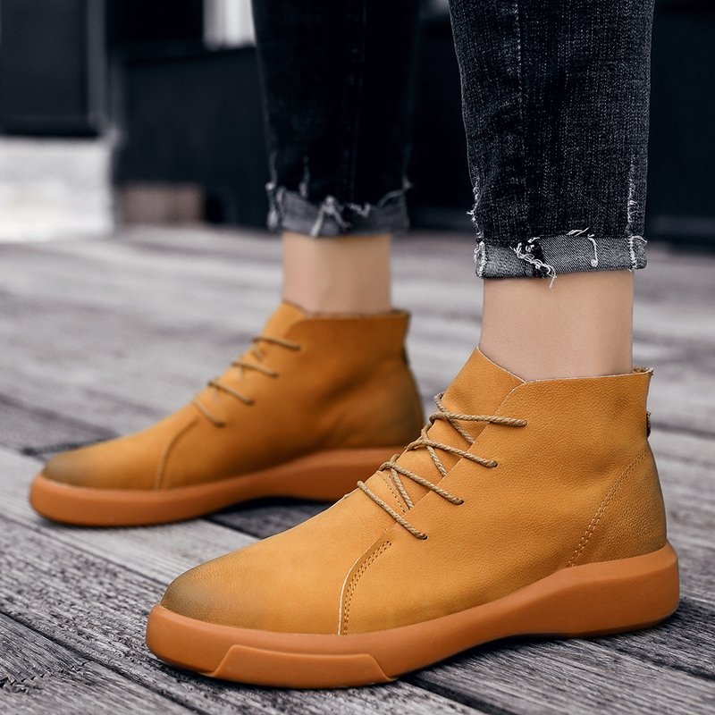 New Arrival Large Size Waterproof Oxfords Cow Genuine Leather Martin Boots For Men