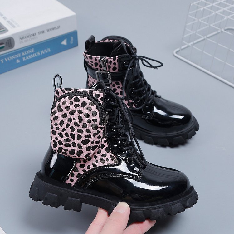 New fahion Girls boots shoes Children autumn pu leather shoes girl metal button knight boots