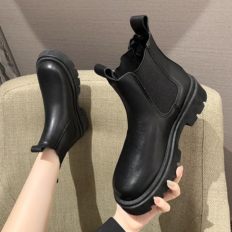 2024 Yingyuan new Autumn Winter Chelsea Boots Women Shoes Platform Beige Ankle Boots Short Chunky Punk Ankle Boots