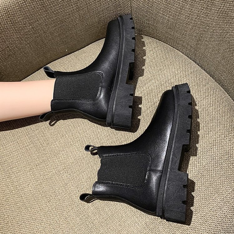 2024 Yingyuan new Autumn Winter Chelsea Boots Women Shoes Platform Beige Ankle Boots Short Chunky Punk Ankle Boots