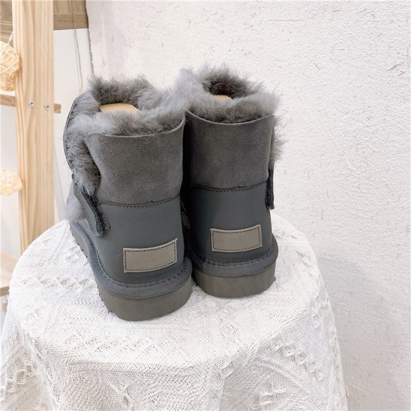 Genuine Leather Women's Outdoor Warm Fur Snow Boots Autumn And Winter Warm Round Head Ankle Boots