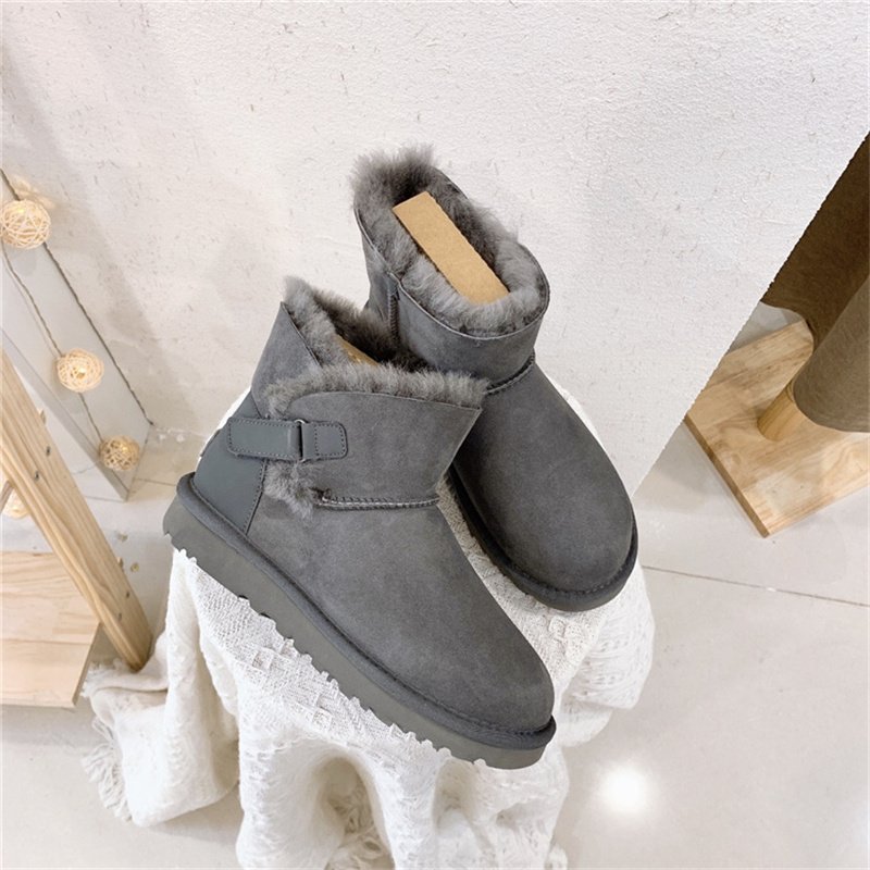 Genuine Leather Women's Outdoor Warm Fur Snow Boots Autumn And Winter Warm Round Head Ankle Boots