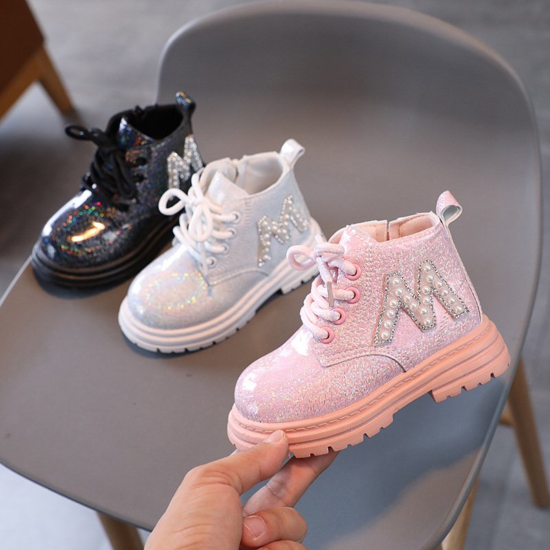 Side Zip Princess kids boots girls Soft Sole Pink girls boots kids children Autumn and Winter pink kids boots girls