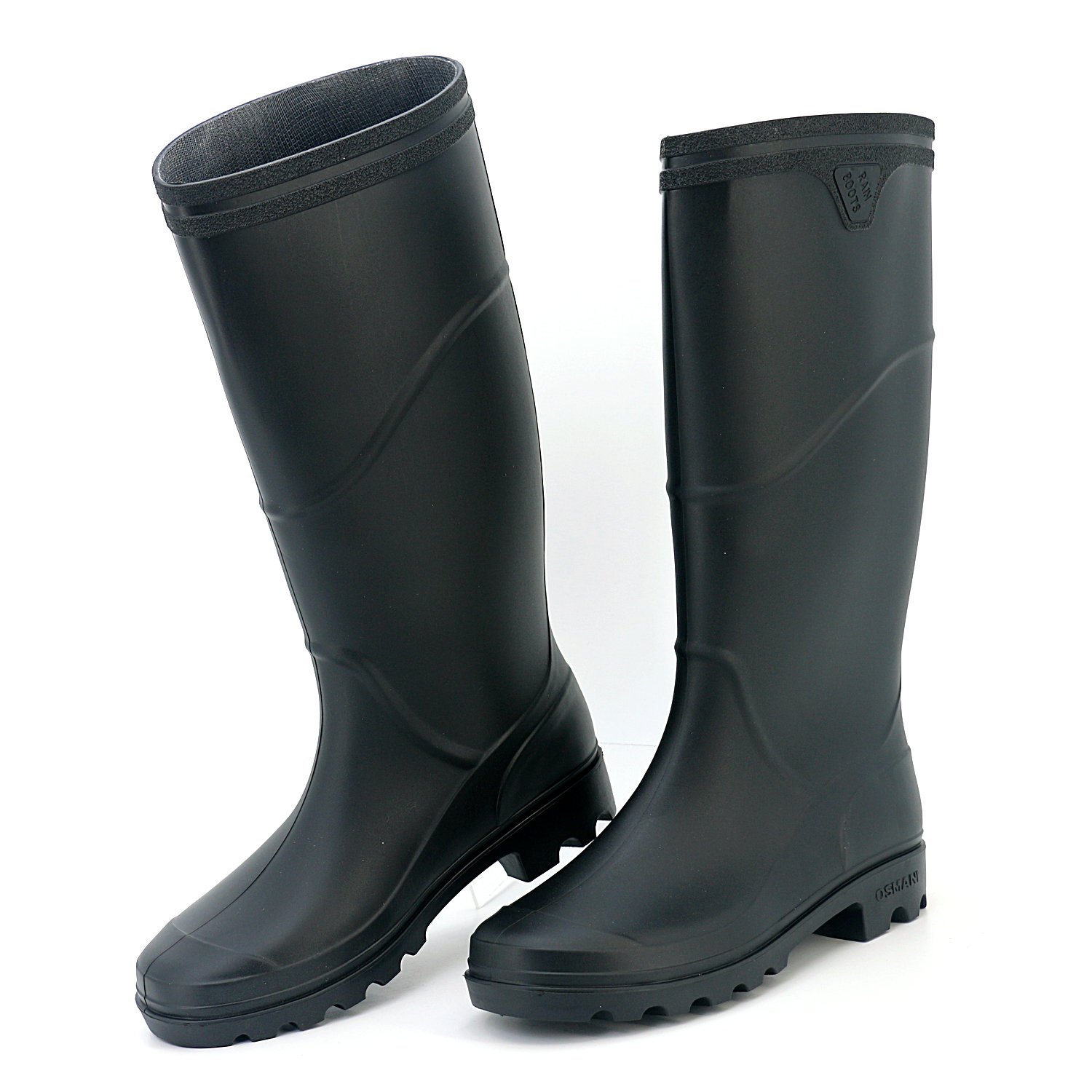100% Water proof slip resistant light weight non safety PVC shiny gum rain boots for men