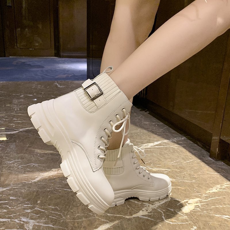 2024 new thick sole shoes thick heel British style black boots