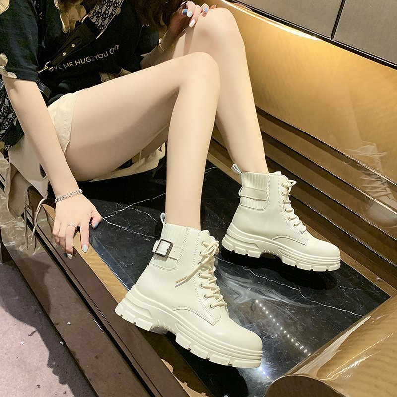 2024 new thick sole shoes thick heel British style black boots