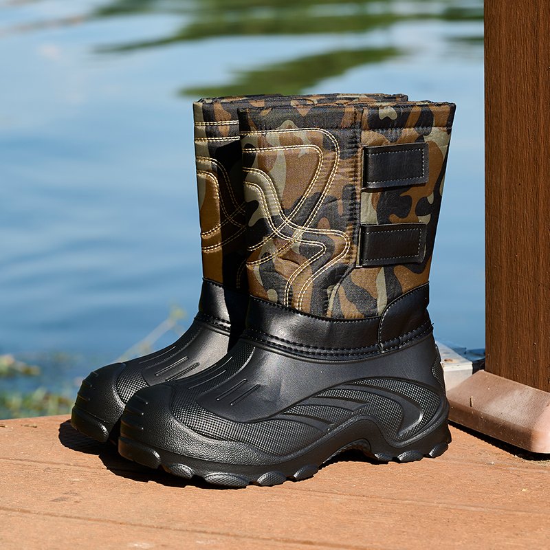 High Quality Detachable Warm Plush Non-slip Soles Men's Winter Fishing Boots Men's Waterproof Recreational Fishing Boots