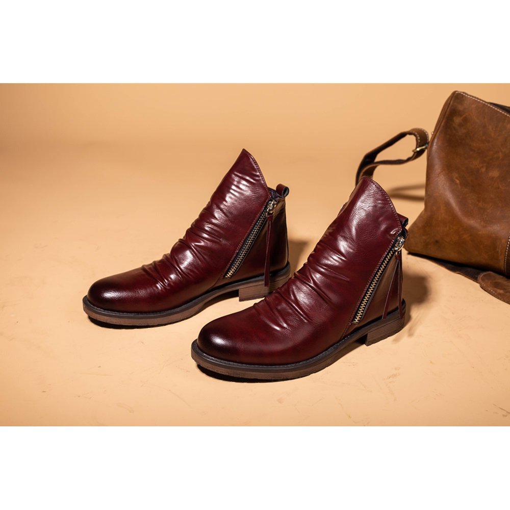 2024 Latest Designs Products Shoes British Style Men Zipper Dress Boot Fashion Footwear PU Leather Men's Boots