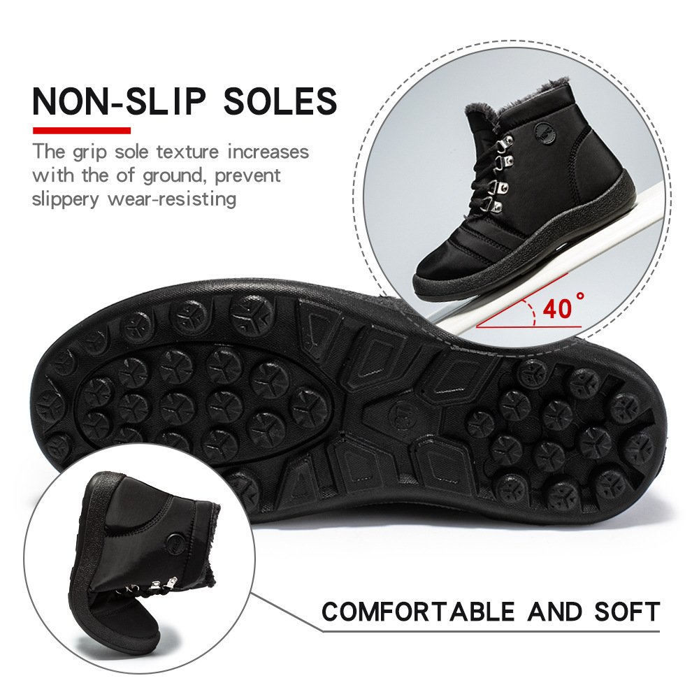 Winter Women Warm Plush Warm Outdoor Lace-up Snow Shoes Waterproof Upper AntI-Slip Large Size Winter Boots For Women