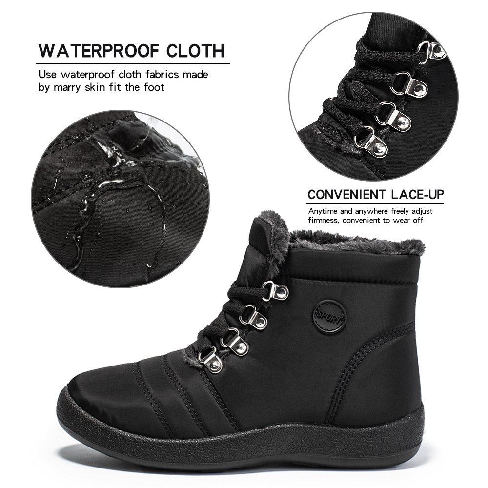 Winter Women Warm Plush Warm Outdoor Lace-up Snow Shoes Waterproof Upper AntI-Slip Large Size Winter Boots For Women