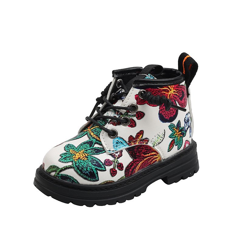 New autumn and winter printed boy and girl short boots leather children's boots