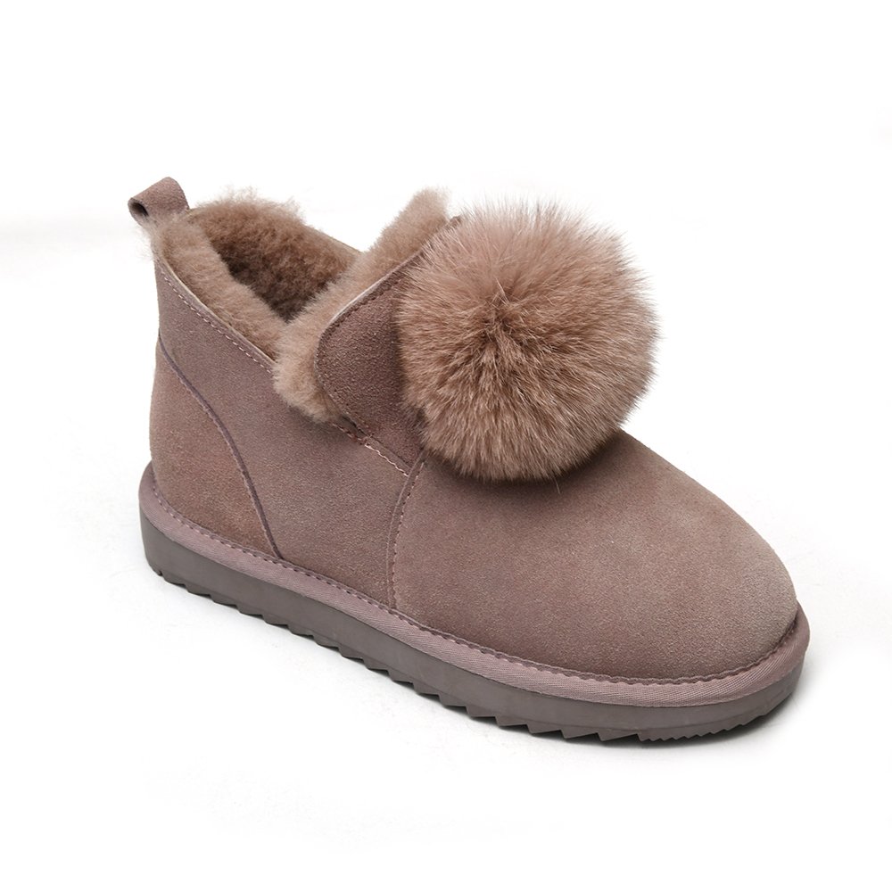 Customized Winter Warm Plush Classic Flat Children Outdoor Anti Slip Ankle suede snow boots kids