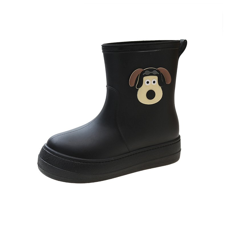 Spring and Autumn cute puppy cartoon rain shoes women's mid-calf rain boots fashionable outdoor waterproof rain boots non-slip s