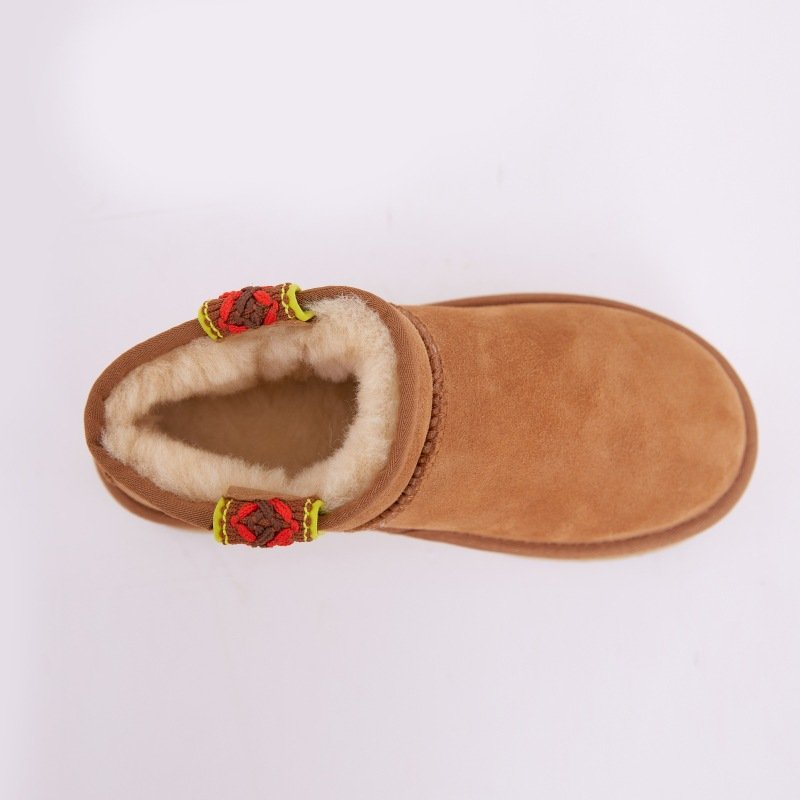 Custom Made Women Snow Boot Thick Soles 5CM Winter Warm Shoes Sheepskin High Bottom Wool Footwear for Lady